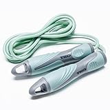 TKO Ergonomic Handle Jump Rope, Tangle-Free PVC Jumprope, Adjustable Length, Jump Ropes for Fitness for Women (Mint)