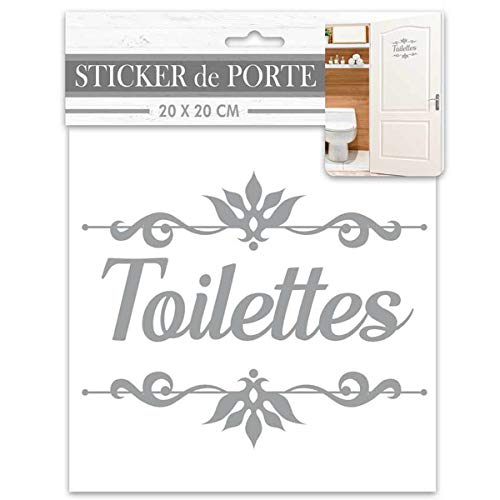 Les Trésors De Lily [R2094 - Sticker Porte 'Toilettes' Gris - 20x20 cm