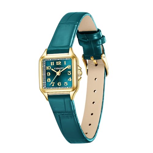 Elegant Green-Gold Dainty Square Watch for Women with Arabic Numerals - Stylish Dress & Casual Timepiece - Image 3