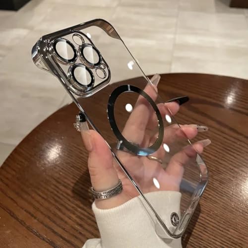 Coque iPhone 14 Pro Max aimantée en métal argenté pour un design minimaliste