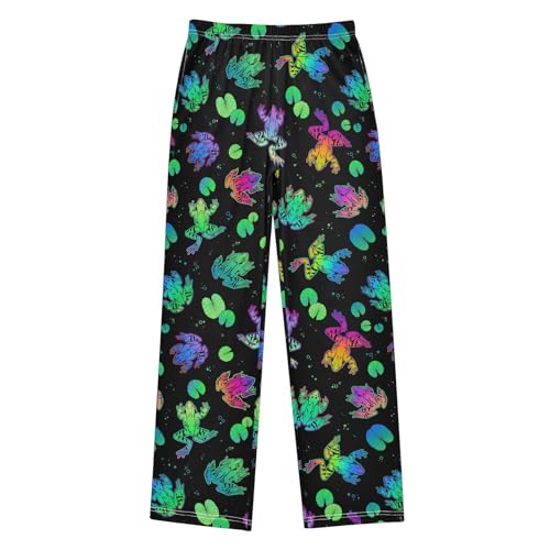 ZZXXB Frog Galaxy Print Boys Long Pants Soft Trousers Elastic Waist Kids Lounge Bottoms with Pockets S-XL