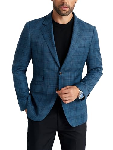 Mens Suit Slim Fit 2 Piece Suits for Wedding Business Casual Suits Prom Tuxedos Plaid Suit Jacket Soild Pants Set