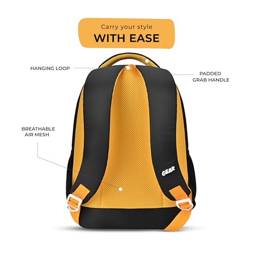 Image of Gear Giant Monster Backpack 15 inch /20L Small Water Resistant School Bag /Casual Backpack /Daypack /Kids Bag for Boys /Girls (Black-Yellow)