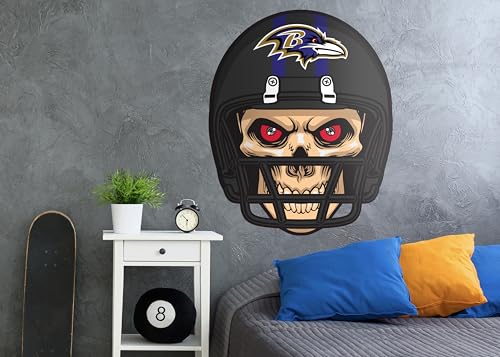Fan Creations Baltimore Ravens NFL Skull Helmet Officially Licensed Wall Decals- 27in x 34in