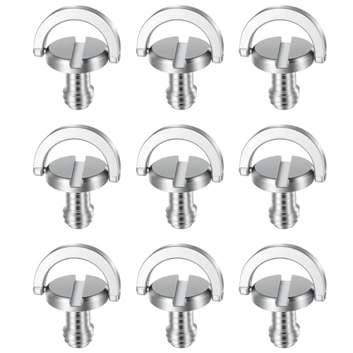 10 Pack Tripod Camera Mount Screw, 1/4-20 Thread D-Ring Stainless Steel Camera Fixing Screws, Cameras Screw Adapter for Cameras Camcorder Tripod Monopod QR Quick Release Plate