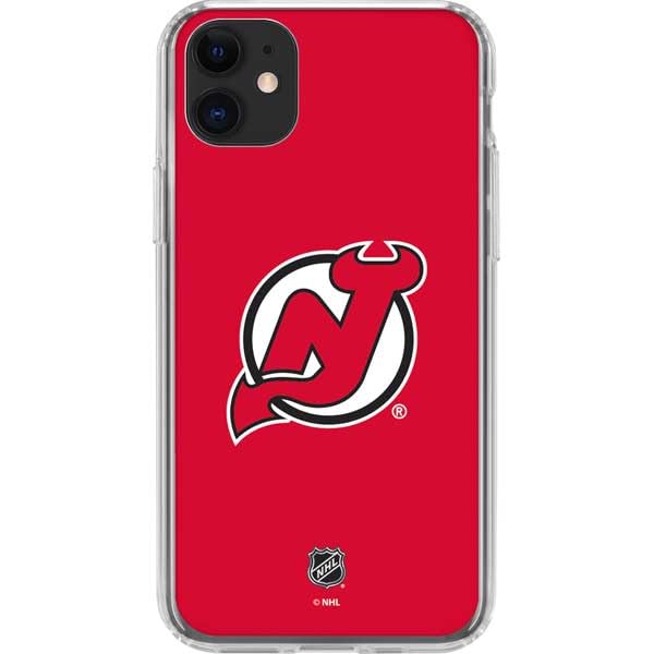 Skinit Clear Phone Case Compatible with iPhone 11 - Officially Licensed NHL New Jersey Devils Solid Background Design