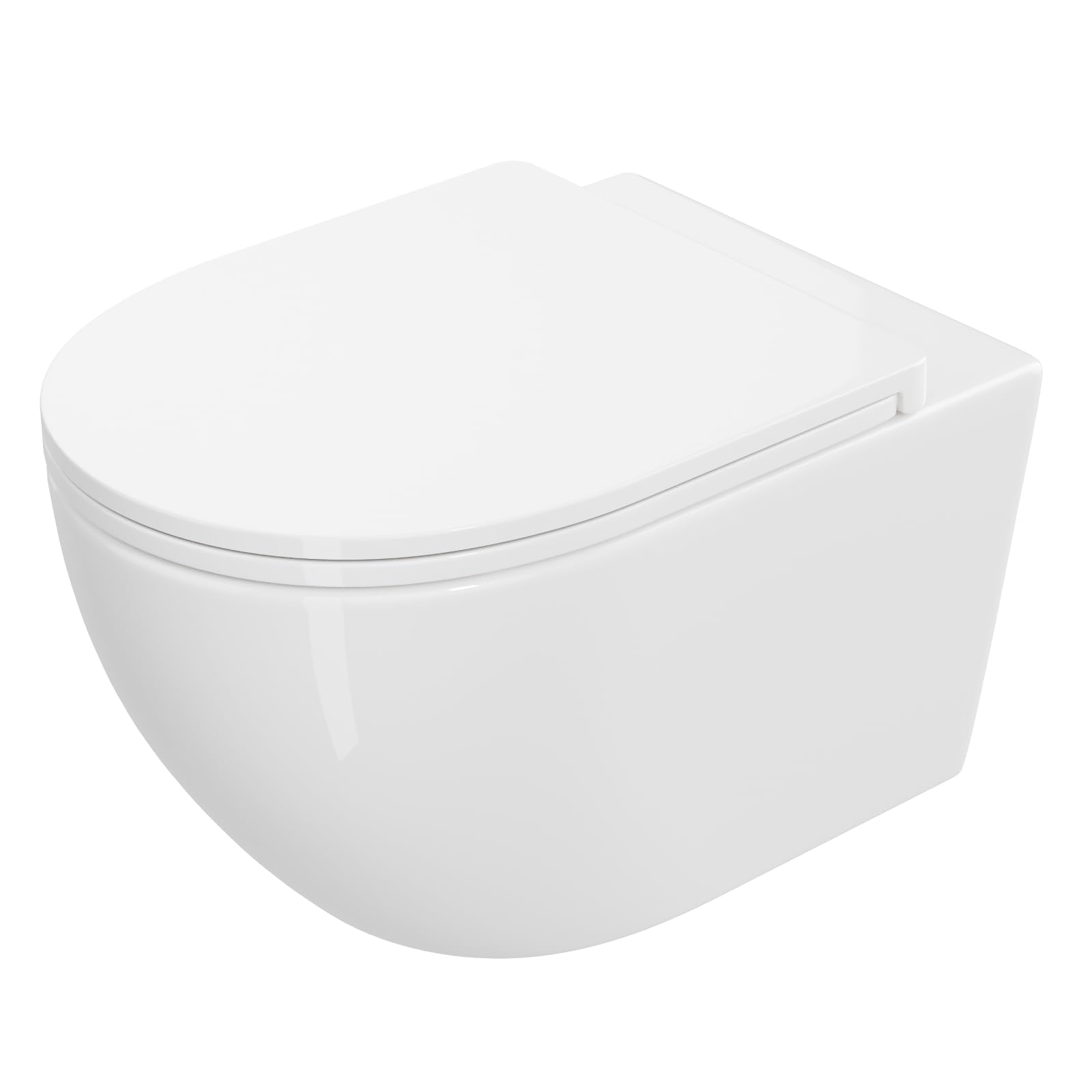 Inodoro de ducha sin borde con boquilla integrada, inodoro Taharet con grifo de agua fría/caliente, colgante redondo, inodoro de pared blanco con nano, inodoro con tapa de inodoro con descenso