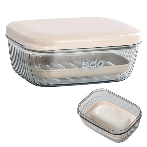 Rapidbok Boîte à Savon Noire Transparente en Polypropylène Rectangulaire, Porte-Savon Amovible étanche de Voyage avec Couvercle et égouttoir pour Salle de Bain, Voyage, Camping