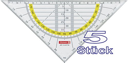Brunnen 1049754 Geometrie-Dreieck/Geodreieck für Schule und Büro 16 cm, glasklar (5, Geometrie-Dreieck | 16cm)
