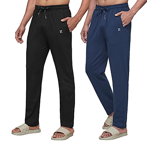 Image of XYXX Athleisure Men's Cotton Modal Track Pant | Antimicrobial Peach Finish | Solid Ace Regular Fit Casual Lounge Pant with Zipper Pocket