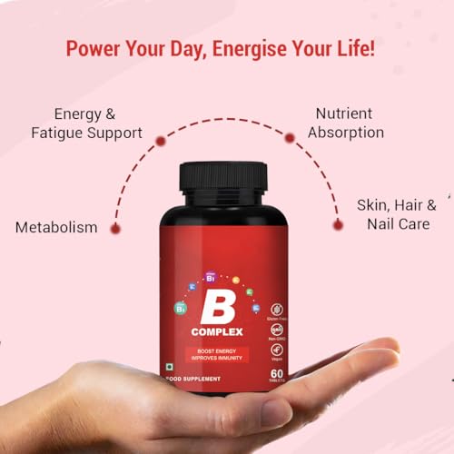 Image of CUREFOREVER Vitamin B Complex Tablets. B Vitamins with B1, B2,B5, B6, Biotin & B12 | Supports Energy, Metabolism & Immunity | 120 Vegan Tablets