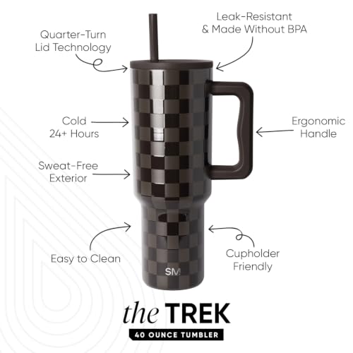 Image of Simple Modern Tumbler with Handle and Straw | 40oz | Checkered