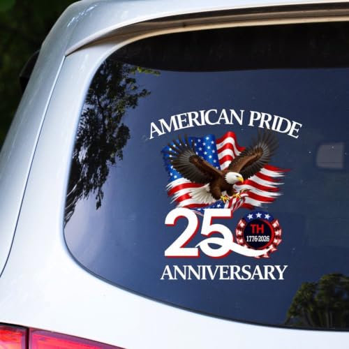 Image of 2pcs USA Eagle 250th Anniversary Semiquincentennial 1776-2026 | Car Window Decal Patriotic Vinyl God Bless America Decals for Cars, Tumblers, Helmets, Laptops 10 inch