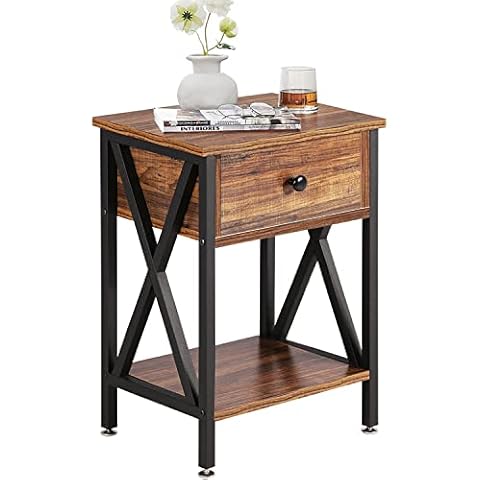 VECELO Modern Nightstand with Storage Drawer Cover