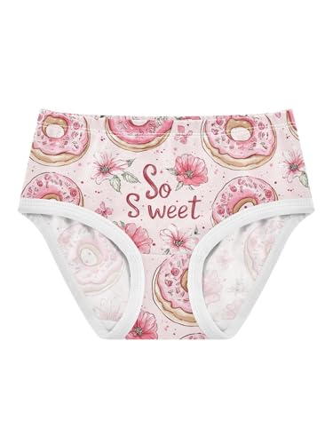 ZZKKO Sweet Donuts Pink Flowers Girls Underwear Toddler Panties for Girls Comfort Brief Size 2-8T