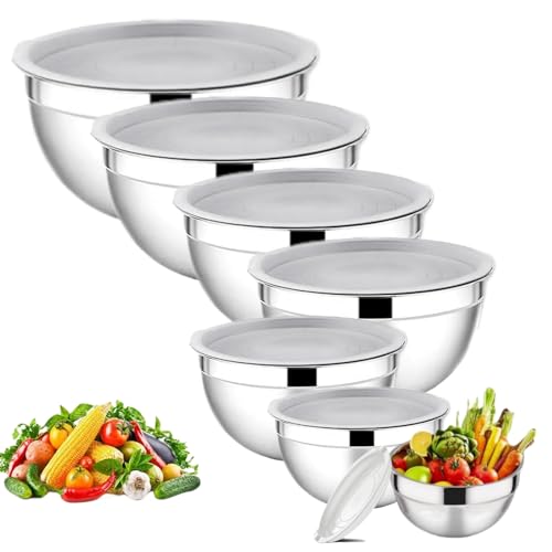 Consejos para Comprar Cocina que Puedes Comprar On-line. 43 Bowls de Cocina, Juego de Bowl Acero Inoxidable con Tapa Hermética, 7pcs Tazones para Mezclar, Boles Mezcladores para Ensalada, Cuencos de Mezcla Apilables Ideal para Cocinar,...