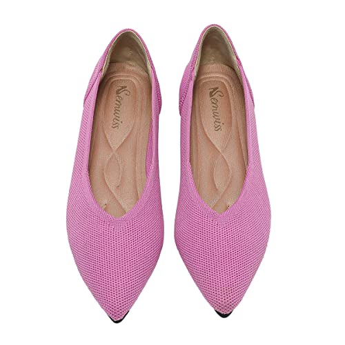 Image of Semwiss Women's Ballet Flats Comfortable Work Dressy Pointed Toe Shoes | Office-ready Comfort: Breathable Knit, Soft Memory Foam, Slip-on Lightweight, Foldable Flats for Business Casual & Formal