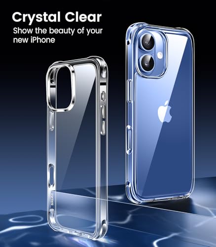 Image of Mkeke Compatible with iPhone 17 Case Clear [Not-Yellowing] [Military-Grade Drop Protection] Shockproof Protective Phone Bumper 6.3 inch