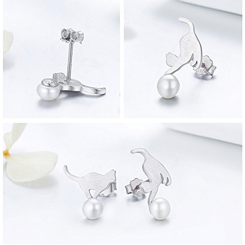 Boucles d'oreilles pendantes en argent 925 véritable, jeu de chat coquin
