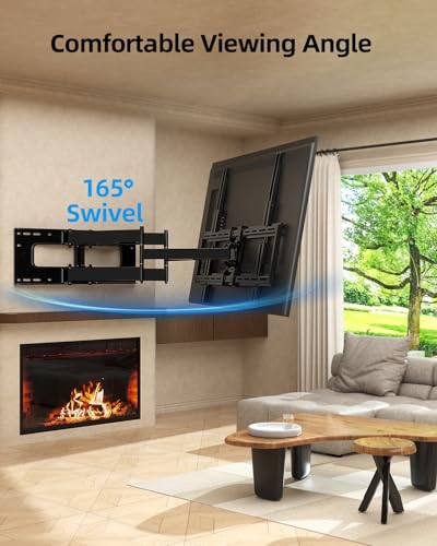 HOME VISION Full Motion Long Arm TV Wall Mount Bracket, Fits 75, 80, 85, 86, 98, 100 inch Flat or Curved TVs Up to 800x600 VESA & 165LBS, TV Mount with Full Motion, Swivel, Tilt, Extension, Heavy Duty