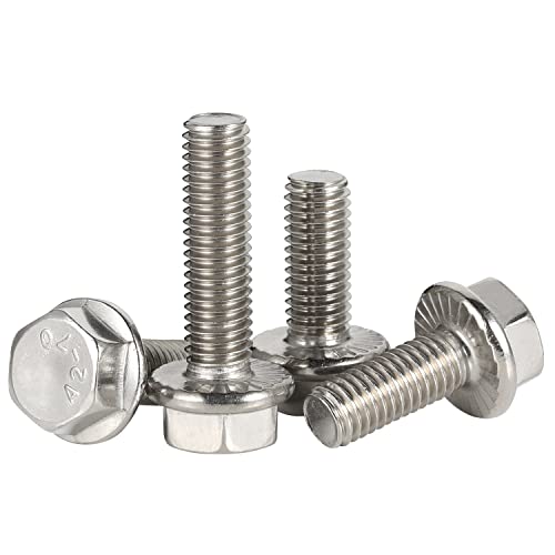 Image of 25 PCS M6 x 35mm Flanged Hex Head Bolts Flange Hexagon Screws, Stainless Steel A2, DIN 6921