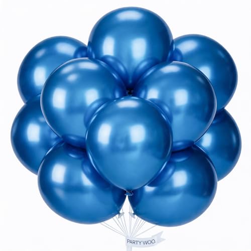 Image of PartyWoo Metallic Blue Balloons 20pcs 18 Inch Chrome Blue Latex Helium Balloons for Graduation Wedding Baby Shower Engagement Baby Shower Wedding Bachelorette Birthday Party Decorations Blue-G106
