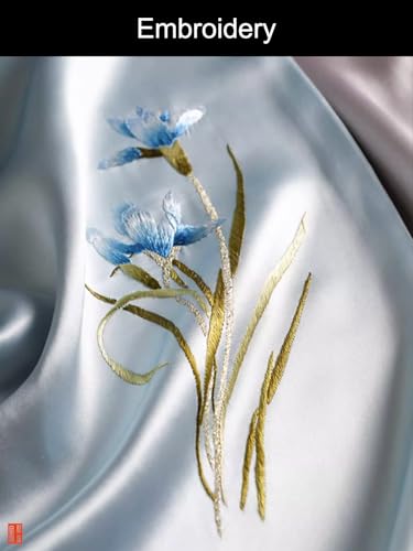 HangErFeng Women Scarf Silk Hand Embroidery Phalaenopsis Pattern Cheongsam Shawl 925 onesize2