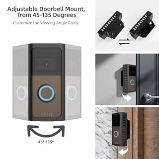 ZOPPEN Anti-Theft Ring Doorbell Mount, Metal Ring Camera Mount Adjustable Angle (45-135 Degrees) Compatible with Battery Video Doorbell 2/3/4/Pro (2024 Release), Door Bell Holder Mounting Bracket