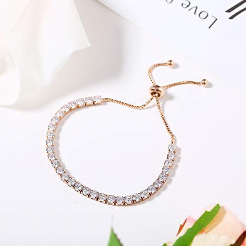 Soyzvteo Adjustable Tennis Bracelet Cubic Zirconia Classic Tennis Bracelet Iced Out Tennis Sliding Adjustable Bracelets Rhinestone Bracelets Jewelry for Women Girls3