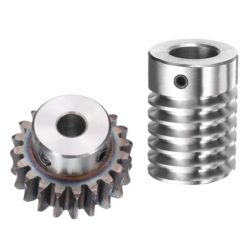 uxcell #45 Steel Worm Gear Set 20T 1.5 Module 20:1 Reduction Rate, Right Rotation Drive Gear Box Wheel Reduce Transmission Part (Gear-8mm Bore 33 mm OD, Rod 15mm Bore)