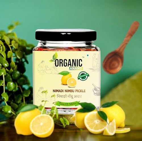Image of Organic Anand Homemade Nimadi Lemon Pickles 250gram | Khatta Mitha Nimbu ka Achaar | Flavourful, Delicious, Traditional Taste (Pack of 1)