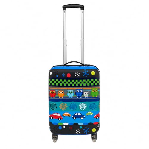 Snowball | Valise Enfant imprimé Chouettes Voitures | Bagage Cabine garçon Petit Format 2 Roues en Polycarbonate...
