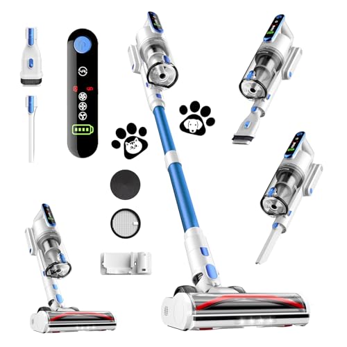 Cordless Vacuum Cleaner, 45Kpa 50 Mins Runtime Self-Standing Stick Vacuum Cleaners for Home, Powerful Suction, Lightweight, LED Touch Screen 8 in 1 Vacuum for Pet Hair, Carpet, Hardwood Floo