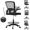 POWERSTONE Drafting Chair – Ergonomic Tall Office Chair For Standing Desks, 3” Thick Cushion, Flip-Up Arms, Adjustable Footrest, 300 Lb Capacity