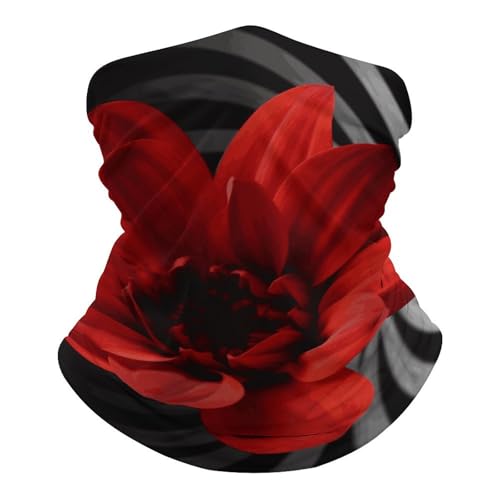 Pañuelo para el cuello y máscara facial transpirable a prueba de viento con diseño de flor roja, protector solar, antipolvo, balaclava y bandana para hombres y mujeres