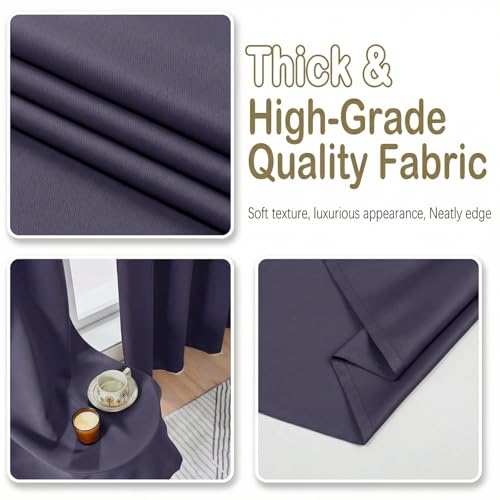 Image of Greyish Purple Blackout Curtains for Bedroom 84 Inch Length 2 Panels Set, Thermal Insulated Curtains for Living Room Nursery, Energy Saving Cortinas Blackout para Dormitorio, 2x40Wx84L