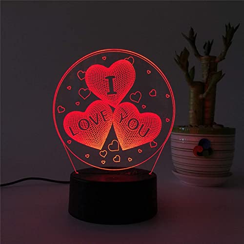Synchain Ti Amo Cuore LED Lampada da Comodino 3D