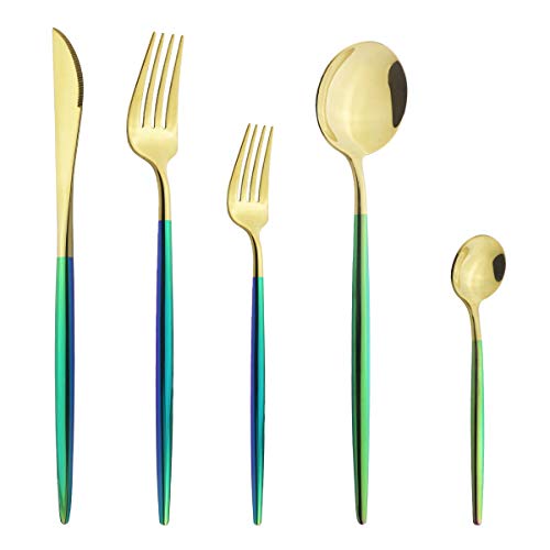Ensemble de couverts en or 18/10 en acier inoxydable gris