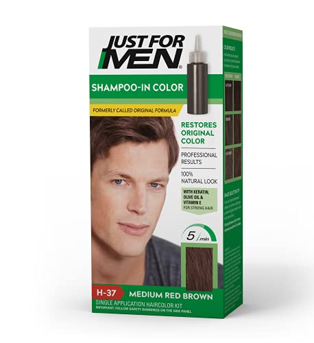 Just For Men Shampoo-In Color, Mens Hair Dye with Vitamin E for Stronger Hair - Medium Red Brown, H-37 (Formerly Original Formula)