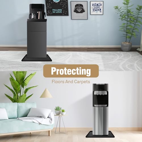 Image of Water Cooler Mat - (22 inch x 19 inch) Non-Slip Water Cooler Mat with Raised Edge for Foor Protector, Under Water Dispenser Mat Used for Bedrooms, Kitchens,Offices, Bars (Black)