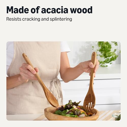 Amazon Basics Wooden Spoons & Cooking Utensils, 6-Piece Set, Acacia Wood, Pre-Oiled, Cookware-Safe, Ideal for Nonstick - image 3