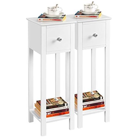 Yaheetech White Slim Bedside Table Set Cover