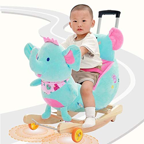 ZHANGYUEFEIFZ Schaukelpferd Plüsch Schaukeltier Pferd Rocking Horse Elephant Stuhl Baby Trojan Spielzeug Geschenk… – Bild 3