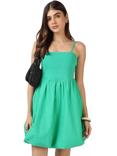 Robe popeline coton sans manches femme col bateau mi-longue Medium