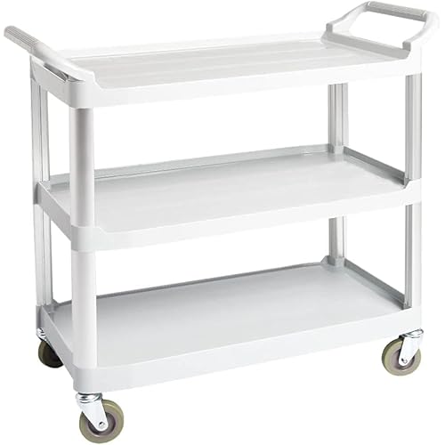 Amazon Basics 3-Tier Rolling Utility Cart, Commercial Grade, 400 lbs Loading Capacity, Portable Mobile Shelving, Gray