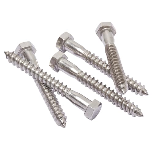 Image of Bolt Dropper 25 Pack 5 /16 x 3 Inch Stainless Steel Lag Bolts - Hex Head Lag Screws with Coarse Threads - Heavy Duty 304 Grade Bolts for Wood and Concrete Projects - Rust Resistant and Durable