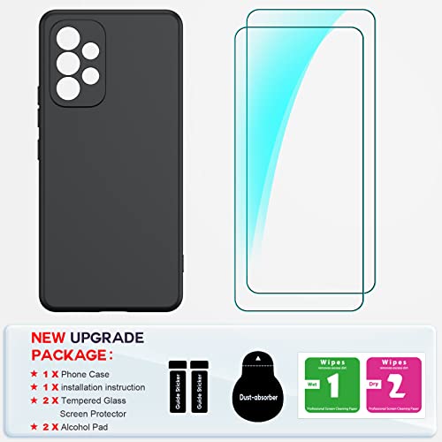 Leyi Galaxy A53 5G Case, Samsung A53 Case With [2 Pack] Tempered Glass Screen Protector, Liquid Silicone Soft Microfiber Liner Cover Case For Samsung A53 5G, Black #TOP6