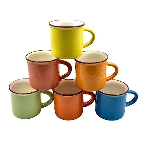 Jogo 6 Mini Xícaras/Canecas em Ceramica Colorida 80ML