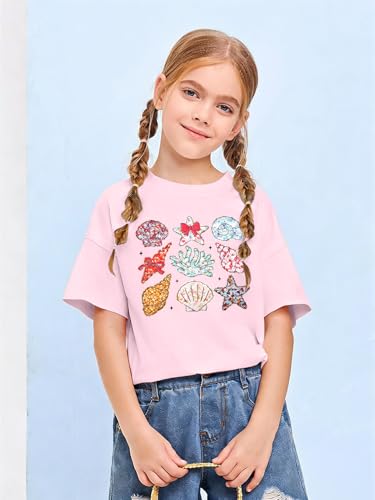 Image of Girls Graphic Shirts Oversized Sunshine T Shirt Short Sleeve Tee Tops Cute Trendy Girls Clothes for 5-14 Years