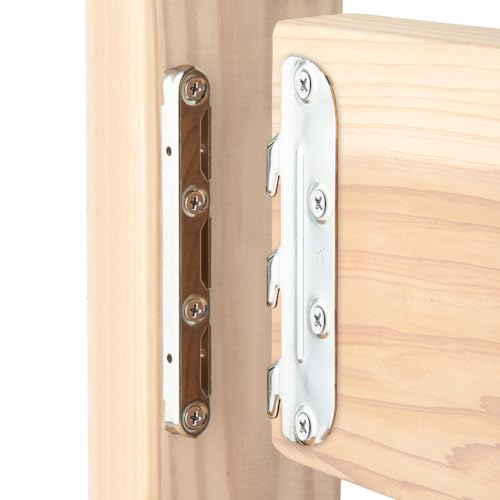 POWERTEC Surface Mounted Bed Rail Brackets 4PK, Bed Frame Hardware w/ Mounting Screws for Bed Frame/Head Board/Footboards, No-Mortise Bed Hardware (71425)